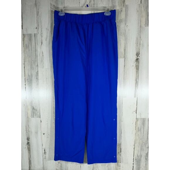 Gap GapFit Fleece Lined Track Pants Royal Blue Large (32x30) High Rise Calf Snap - Picture 2 of 10